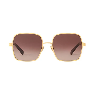 (Women) Louis Vuitton Full-Rim Gold Square Sunglasses for Women - Metal Acetate Design Z2955U