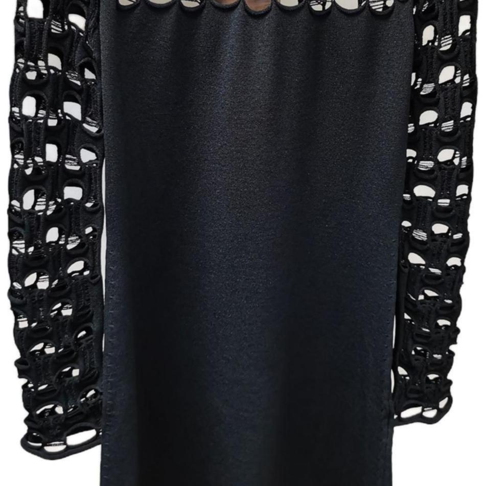 Lookbook (W) 루이비통 FW20 블랙 솔리드 컷아웃 롱슬리브 드레스 여성용 FBKD44