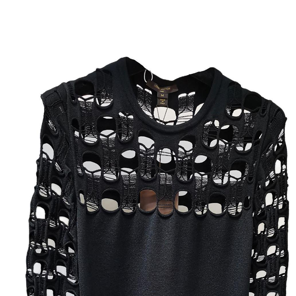 Shop (W) 루이비통 FW20 블랙 솔리드 컷아웃 롱슬리브 드레스 여성용 FBKD44