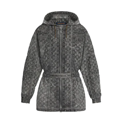 (Women) LOUIS VUITTON FW21 Allover Logo Hoodie Jacket Black. 1A914U