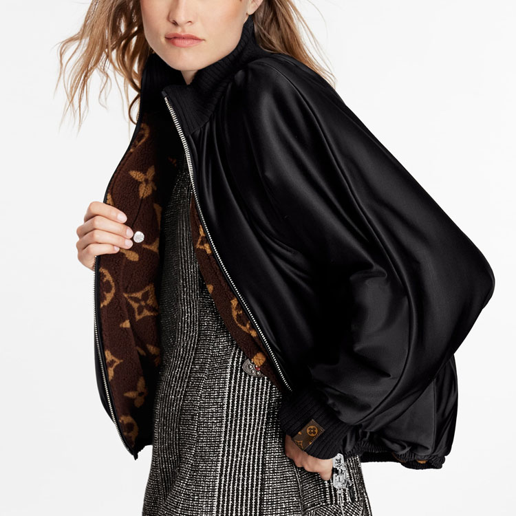(Women) LOUIS VUITTON FW21 Double-Sided Zip High-Neck Fleece Jacket Black 1A9ATL 圖 5