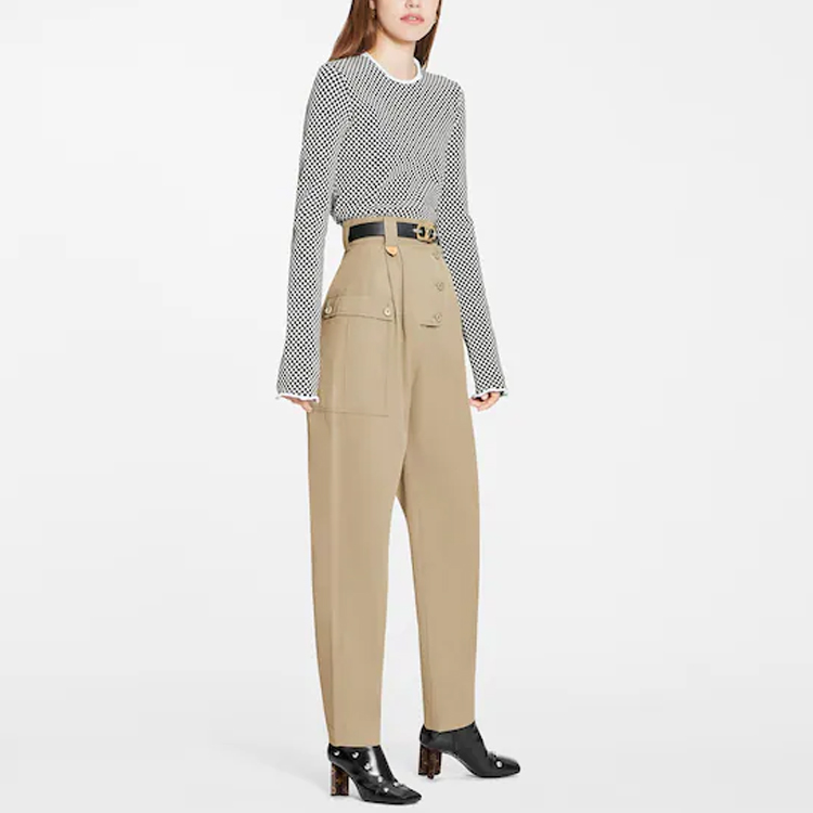 Shop (W) ルイヴィトン FW21 ハイウエスト サファリパンツ ブラウン. 1A9N4T