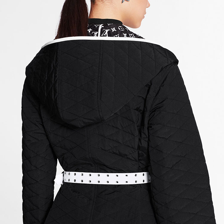 (Women) LOUIS VUITTON FW21 Monogram Logo Wrap Hooded Coat Women Black 1A8KSR 圖 5