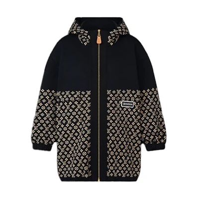 (Women) LOUIS VUITTON FW21 Oversized Jacquard Hoodie Black Long Sleeve Jacket 1A92AT