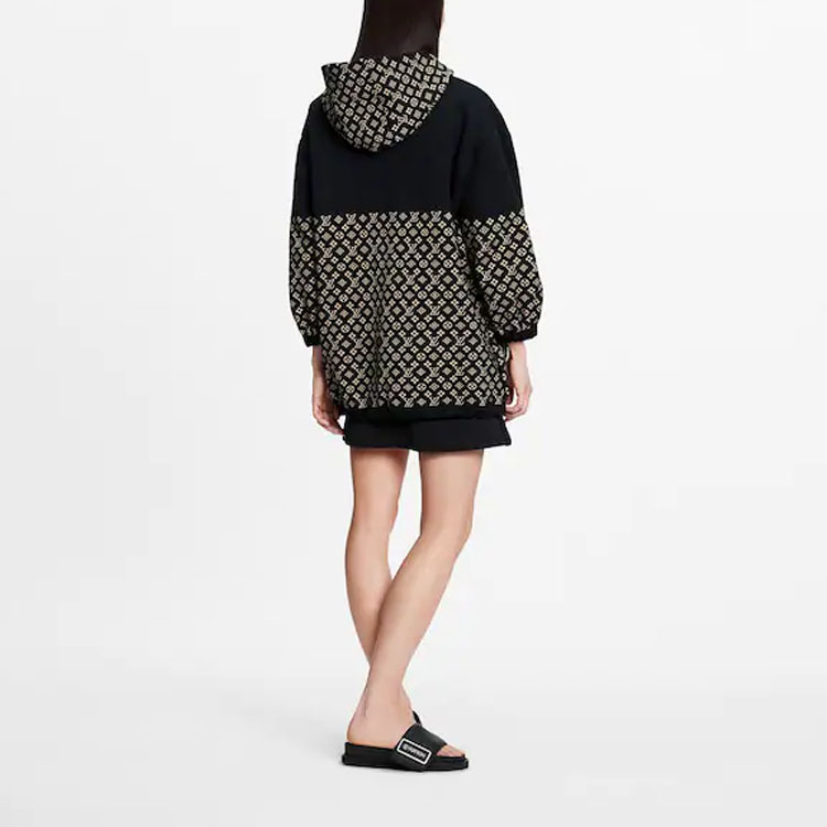 (Women) LOUIS VUITTON FW21 Oversized Jacquard Hoodie Black Long Sleeve Jacket 1A92AT 圖 3
