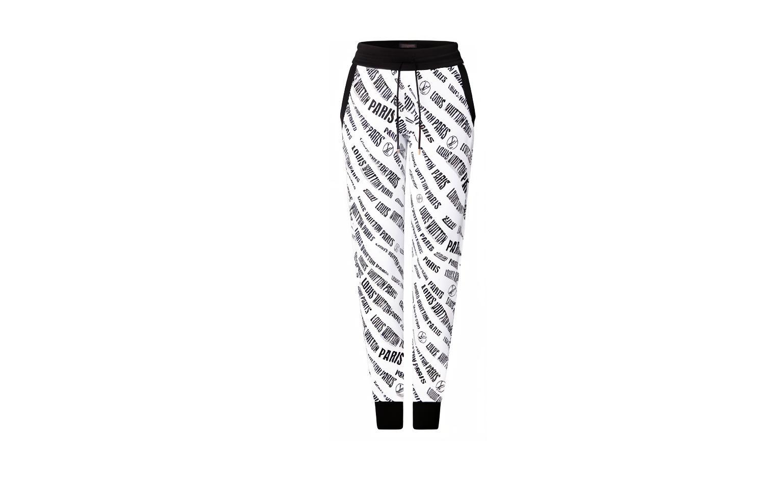 (Women) LOUIS VUITTON FW21 White Monogram Jacquard Jogger Pants. 1A9BNA