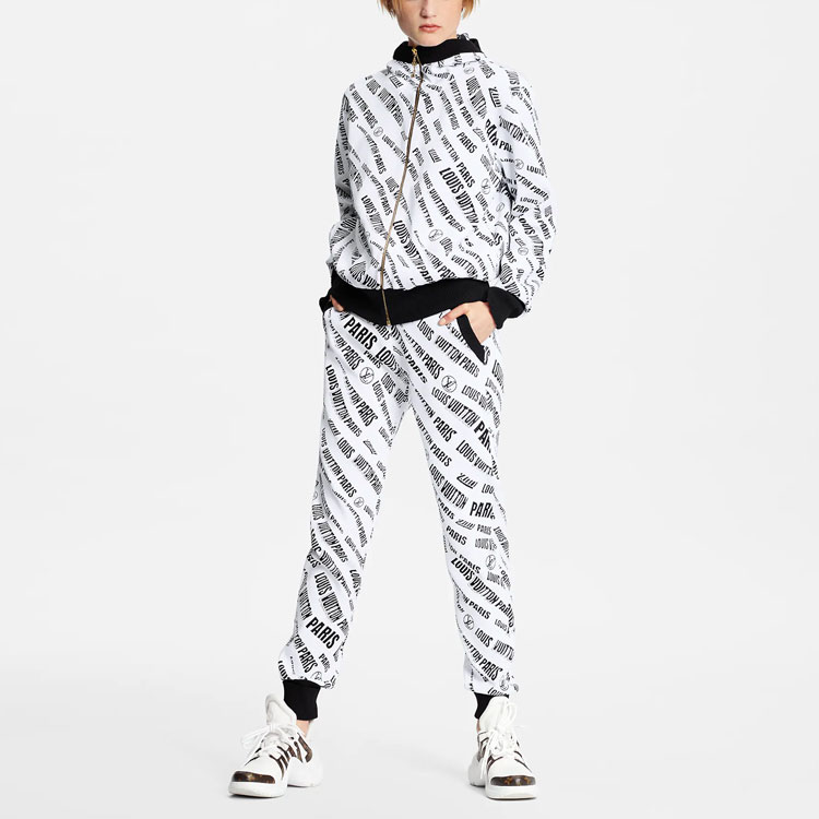 Lookbook (W) LOUIS VUITTON FW21 Celana Jogger Putih Monogram Jacquard. 1A9BNA