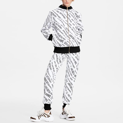 (W) 路易威登 FW21 白色满版老花提花拉链连帽衫. 1A9BN3 Lookbook (W) 路易威登 FW21 白色满版老花提花拉链连帽衫. 1A9BN3