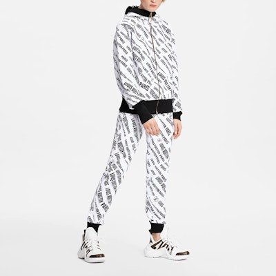 (W) 路易威登 FW21 白色满版老花提花拉链连帽衫. 1A9BN3 Shop (W) 路易威登 FW21 白色满版老花提花拉链连帽衫. 1A9BN3