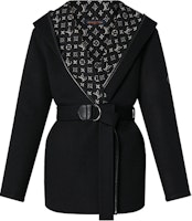 (Women) LOUIS VUITTON FW21 Wool Tie-Wrap Hooded Coat Black 1A99KF (Women) LOUIS VUITTON FW21 Wool Tie-Wrap Hooded Coat Black 1A99KF