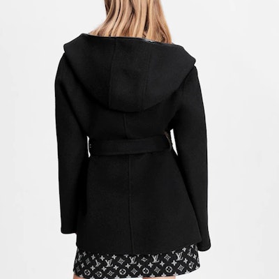 (Women) LOUIS VUITTON FW21 Wool Tie-Wrap Hooded Coat Black 1A99KF Purchase (Women) LOUIS VUITTON FW21 Wool Tie-Wrap Hooded Coat Black 1A99KF