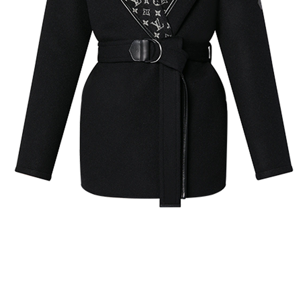 Sizing (Women) LOUIS VUITTON FW21 Wool Tie-Wrap Hooded Coat Black 1A99KF