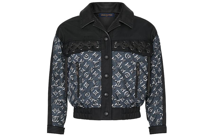 (Women) Louis Vuitton FW22  Black Logo Patchwork Long-Sleeve Jacket. 1A63H4