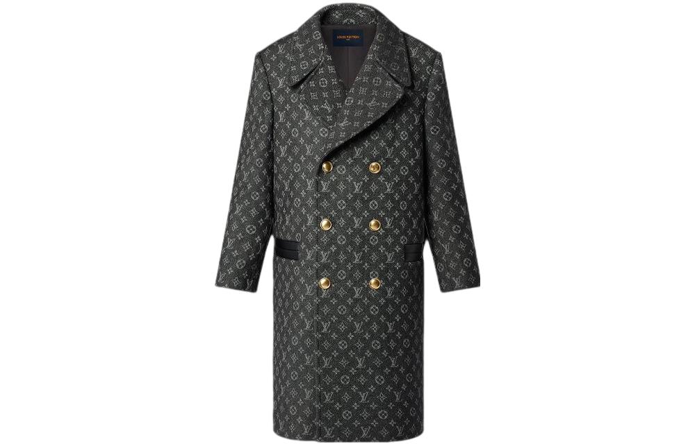 (Women) LOUIS VUITTON FW22  Double-Breasted Logo Coat Black Long Sleeve. 1AAA2P
