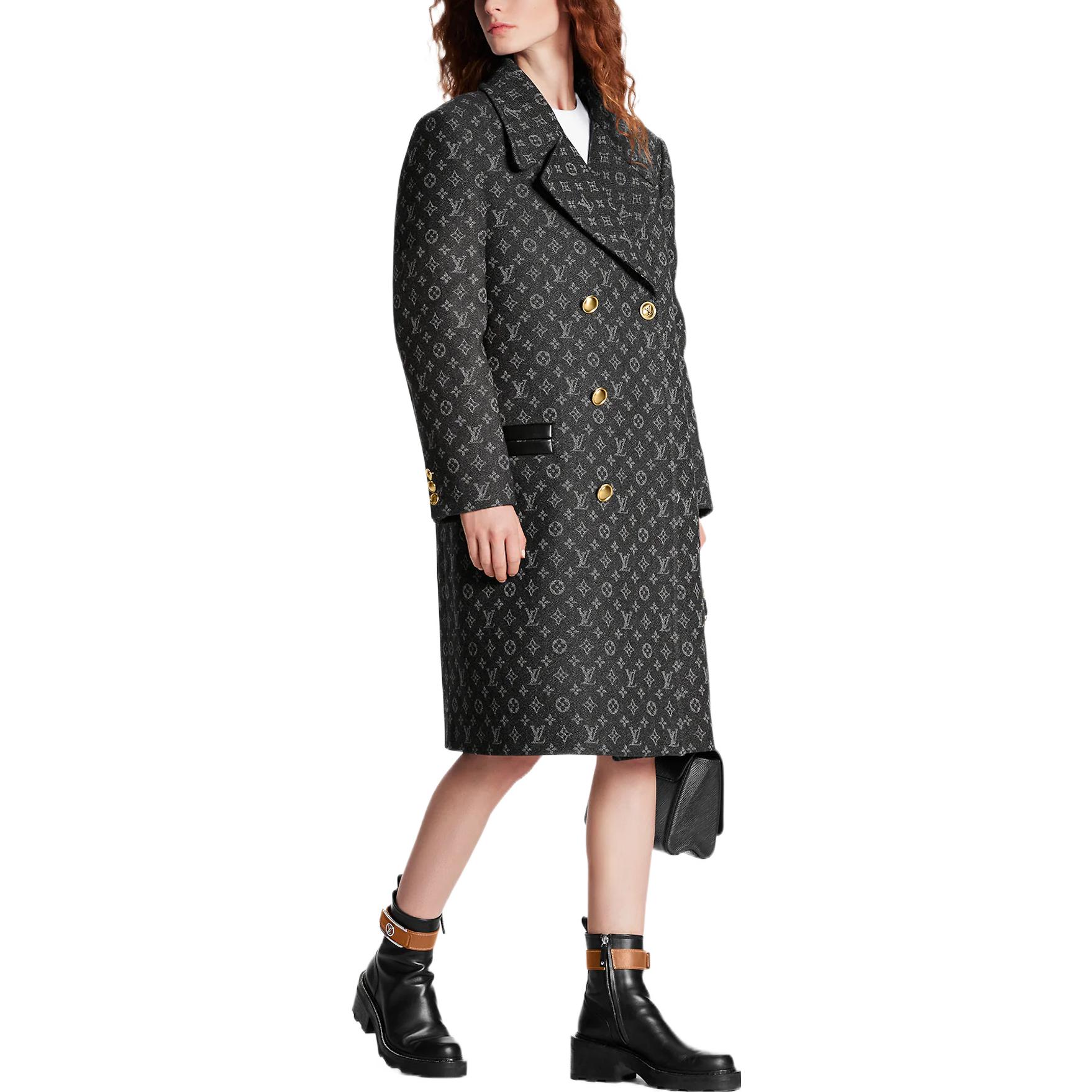 (Women) LOUIS VUITTON FW22  Double-Breasted Logo Coat Black Long Sleeve. 1AAA2P 圖 3