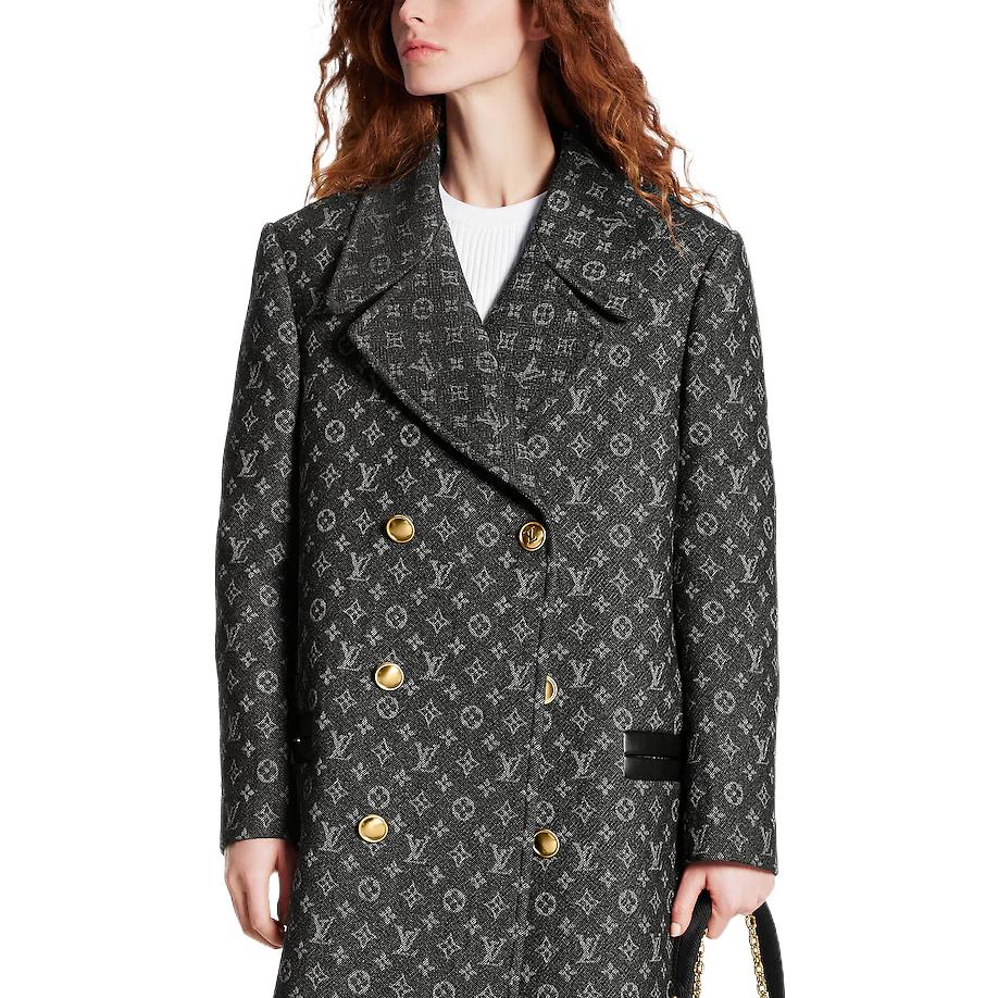 (Women) LOUIS VUITTON FW22  Double-Breasted Logo Coat Black Long Sleeve. 1AAA2P 圖 5