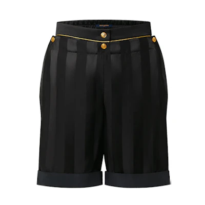 (Women) LOUIS VUITTON FW22 High-Waisted Striped Cotton Shorts Black 1AA8SB