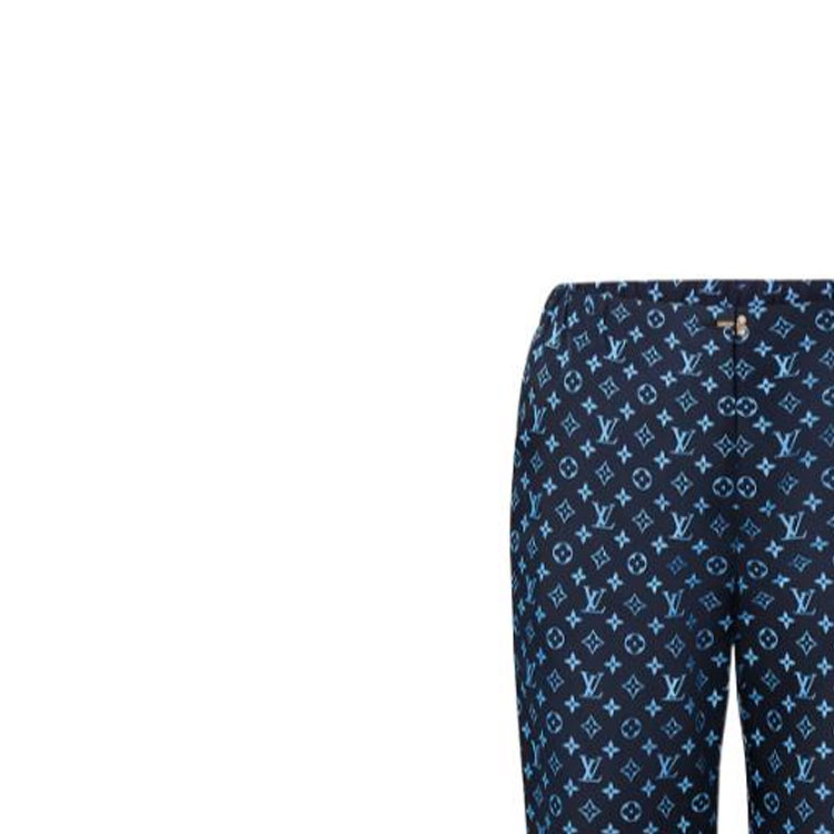 Details for (W) 路易威登 FW22 海軍藍Logo針織運動褲 彈性腰設計 1AAABU