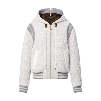 (Women) LOUIS VUITTON FW22 White Solid Color Zip Hoodie Jacket 1AA9Q4