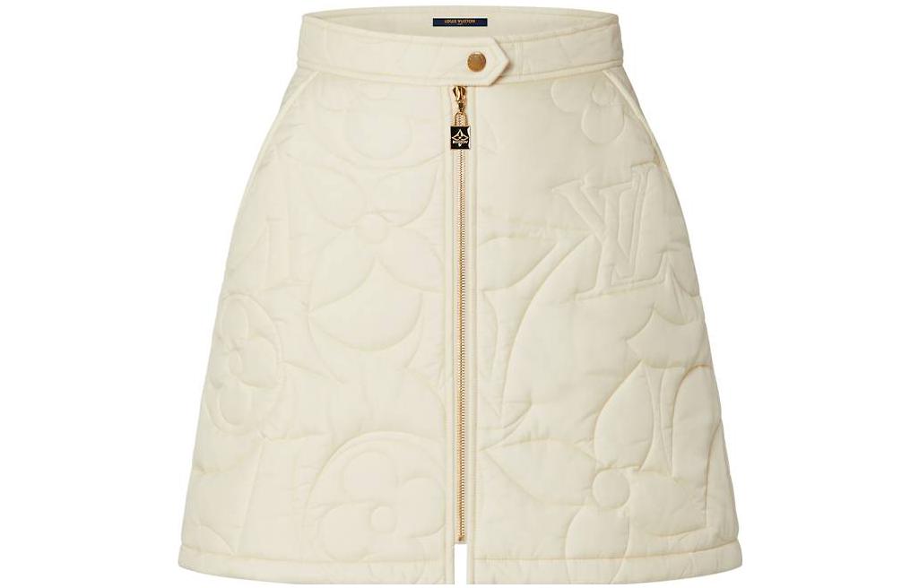 Order (W) 路易威登 FW22 女款米色迷你拉鍊細節休閒短裙 1AAKEE