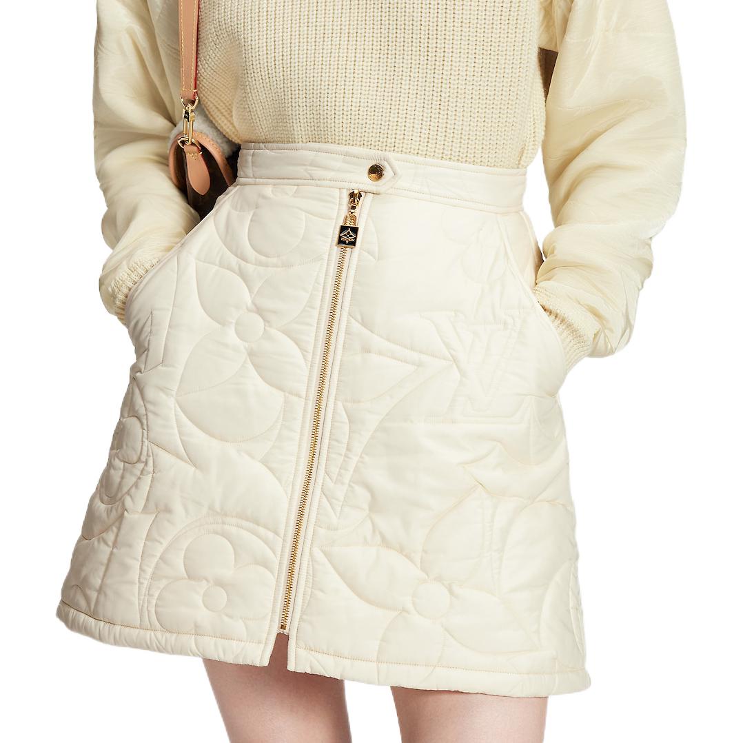 Details for (W) 路易威登 FW22 女款米色迷你拉鍊細節休閒短裙 1AAKEE