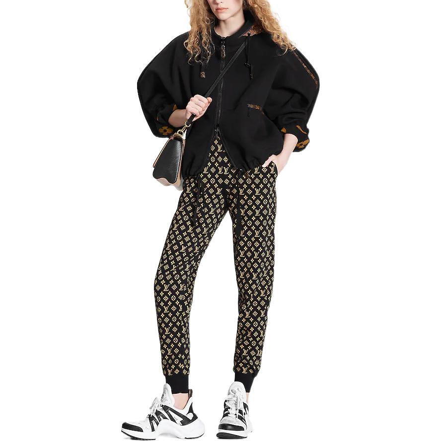 (Women) LOUIS VUITTON FW22 Black  Hoodie Jacket with Logo Print Patchwork Design 1AAGC6 圖 3