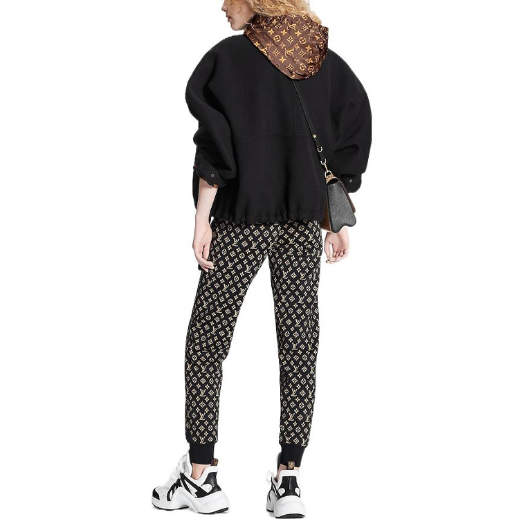 (Women) LOUIS VUITTON FW22 Black  Hoodie Jacket with Logo Print Patchwork Design 1AAGC6 圖 4