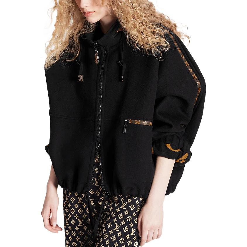 (Women) LOUIS VUITTON FW22 Black  Hoodie Jacket with Logo Print Patchwork Design 1AAGC6 圖 5