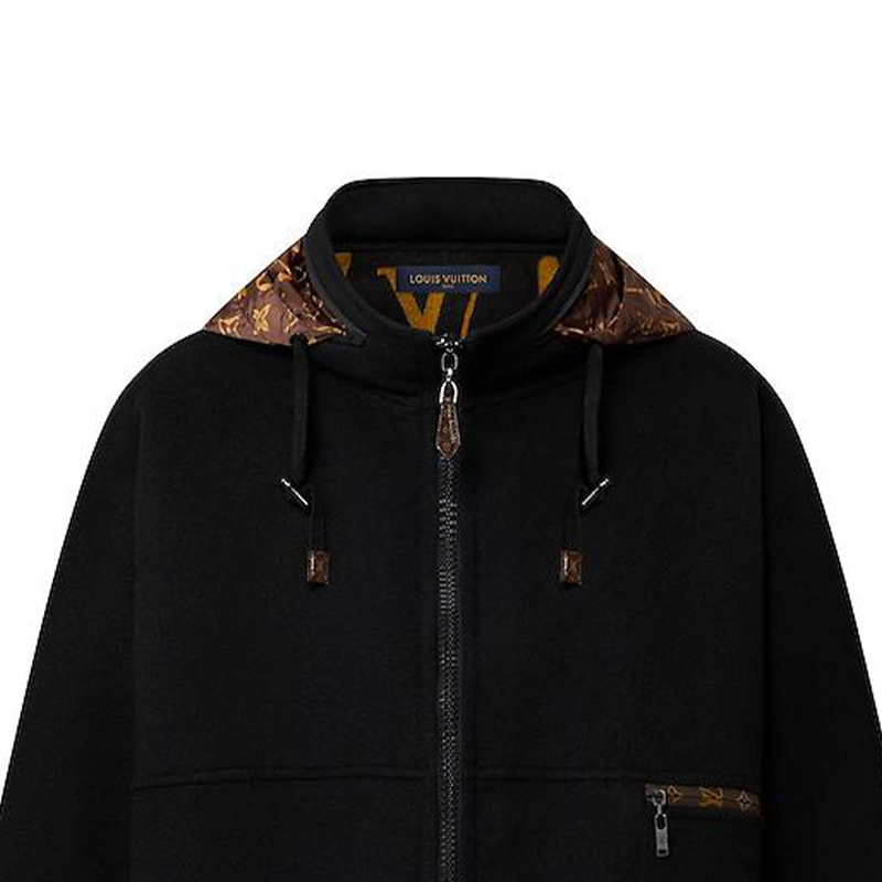 (Women) LOUIS VUITTON FW22 Black  Hoodie Jacket with Logo Print Patchwork Design 1AAGC6 圖 6