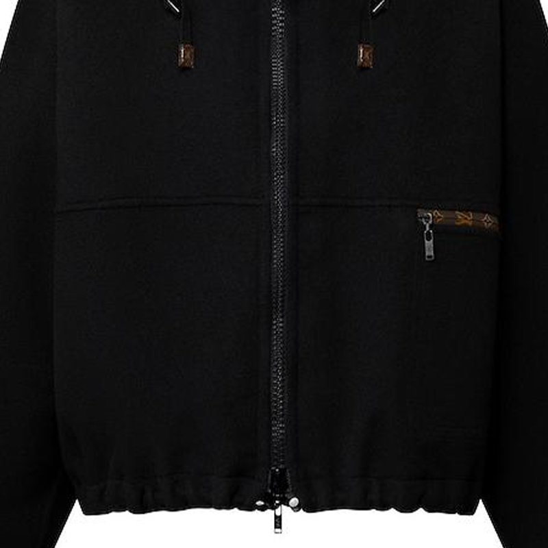 (Women) LOUIS VUITTON FW22 Black  Hoodie Jacket with Logo Print Patchwork Design 1AAGC6 圖 7