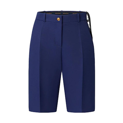 (Women) LOUIS VUITTON FW22 Blue Leather Monochrome Bermuda Shorts . 1AA8UR
