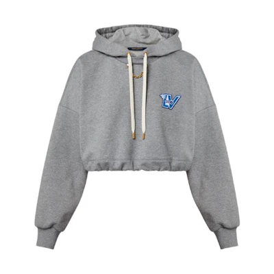 (Women) LOUIS VUITTON FW22 Flight Mode Logo Print Drawstring Hoodie Grey . 1AAOLX