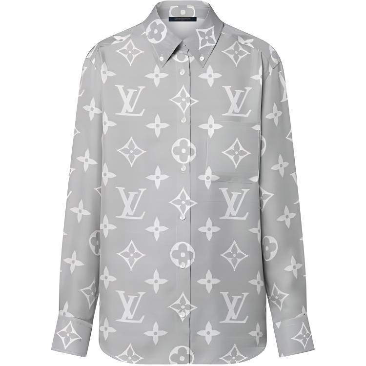 Order (W) LOUIS VUITTON FW22 Flight Mode Logo Cetakan Kelabu Baju Lengan Panjang Wanita. 1AAK7A
