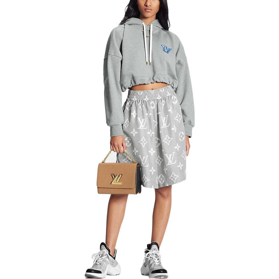 (Women) LOUIS VUITTON FW22 Flight Mode Logo Print Drawstring Hoodie Grey . 1AAOLX 圖 3