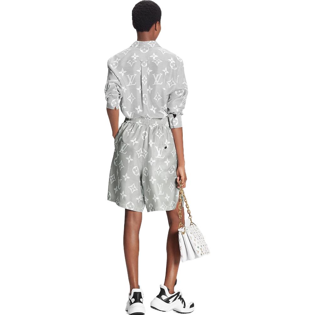 Shop (W) LOUIS VUITTON FW22 Flight Mode Logo Cetakan Kelabu Baju Lengan Panjang Wanita. 1AAK7A