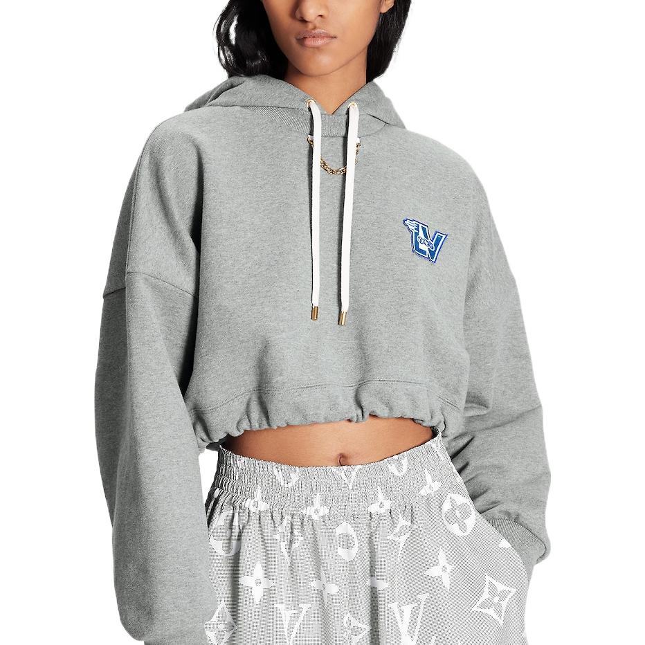 (Women) LOUIS VUITTON FW22 Flight Mode Logo Print Drawstring Hoodie Grey . 1AAOLX 圖 5