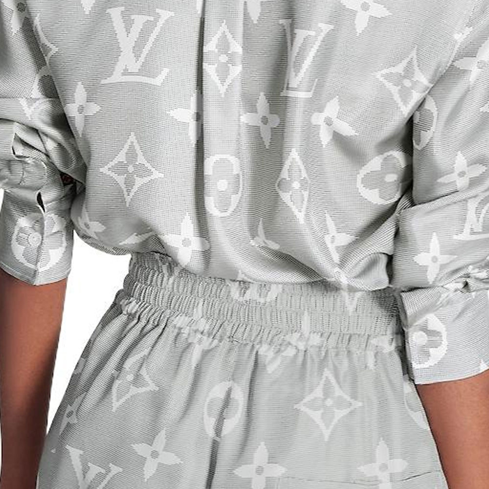 Details for (W) LOUIS VUITTON FW22 Flight Mode Logo Cetakan Kelabu Baju Lengan Panjang Wanita. 1AAK7A
