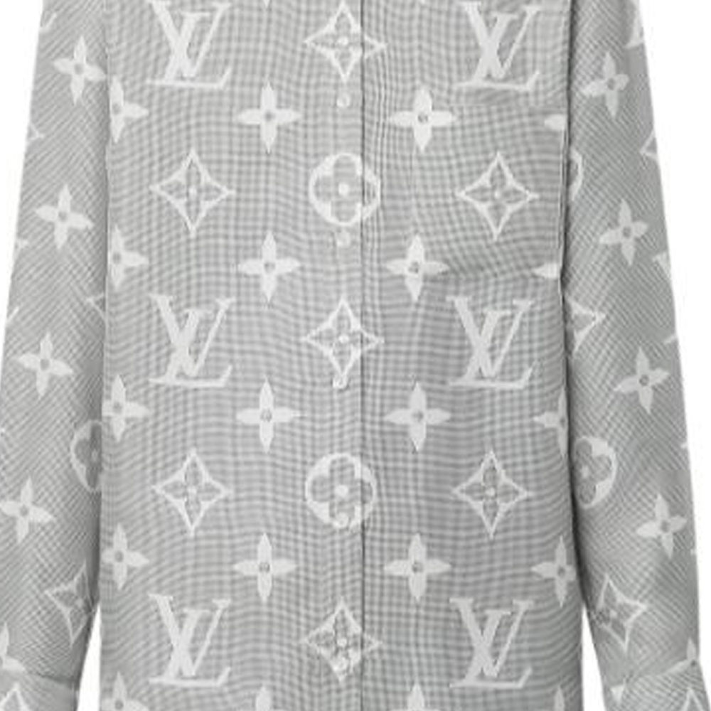 Sizing (W) LOUIS VUITTON FW22 Flight Mode Logo Cetakan Kelabu Baju Lengan Panjang Wanita. 1AAK7A