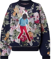 (Women) LOUIS VUITTON FW22 Floral Print Wool Crewneck Sweater Blue 1AAMCM (Women) LOUIS VUITTON FW22 Floral Print Wool Crewneck Sweater Blue 1AAMCM