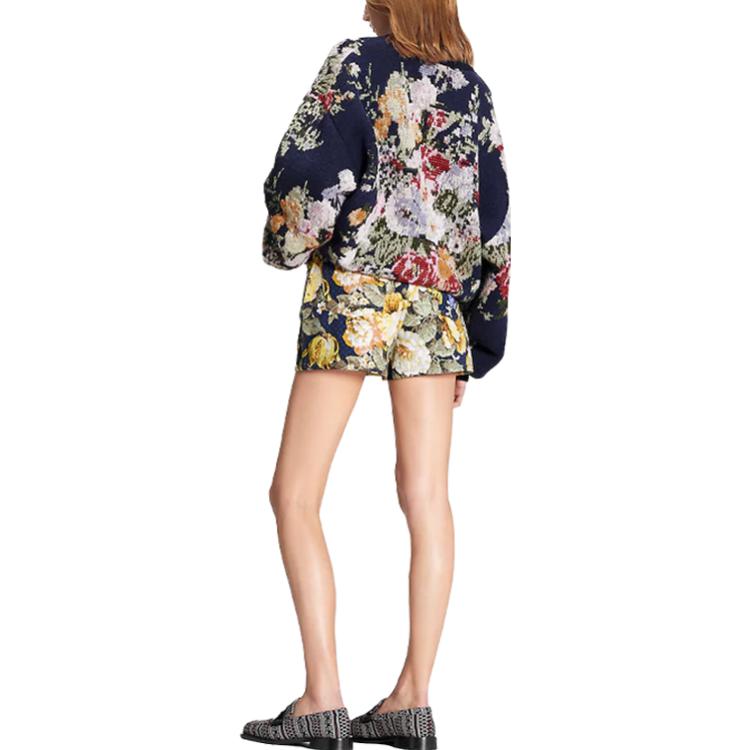 Purchase (W) 루이비통 FW22 플로랄 프린트 울 크루넥 스웨터 블루 1AAMCM