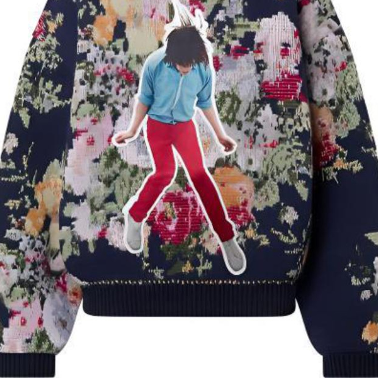 Details for (W) 루이비통 FW22 플로랄 프린트 울 크루넥 스웨터 블루 1AAMCM