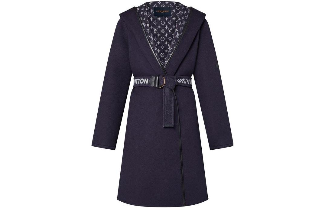 Order (Women) LOUIS VUITTON FW22 Iconic Reversible Hooded Wrap Coat Women Navy Blue 1AAALP