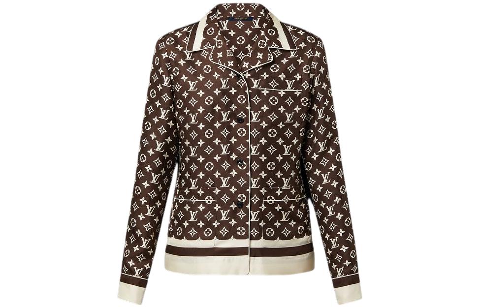 (Women) LOUIS VUITTON FW22 Logo Brown Long Sleeve Pajama-Style Shirt Women’s 1AALGV