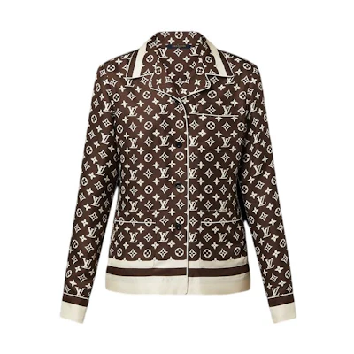 (Women) LOUIS VUITTON FW22 Logo Brown Long Sleeve Pajama-Style Shirt Women’s 1AALGV