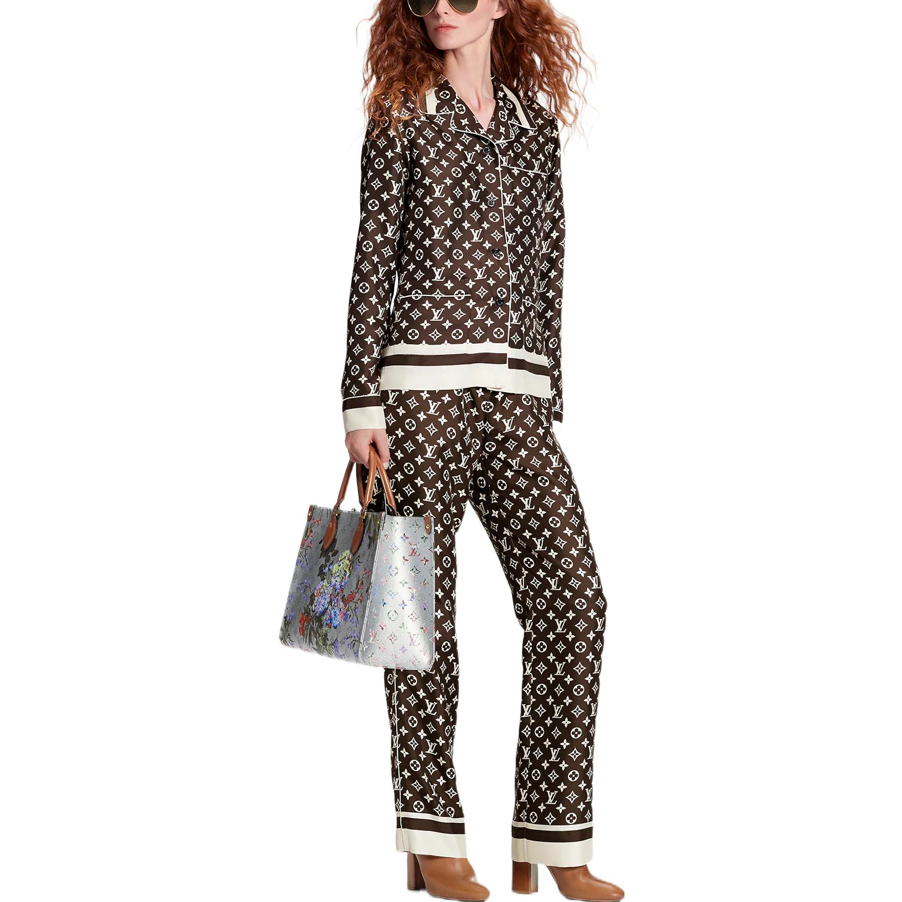 (Women) LOUIS VUITTON FW22 Logo Brown Long Sleeve Pajama-Style Shirt Women’s 1AALGV 圖 4