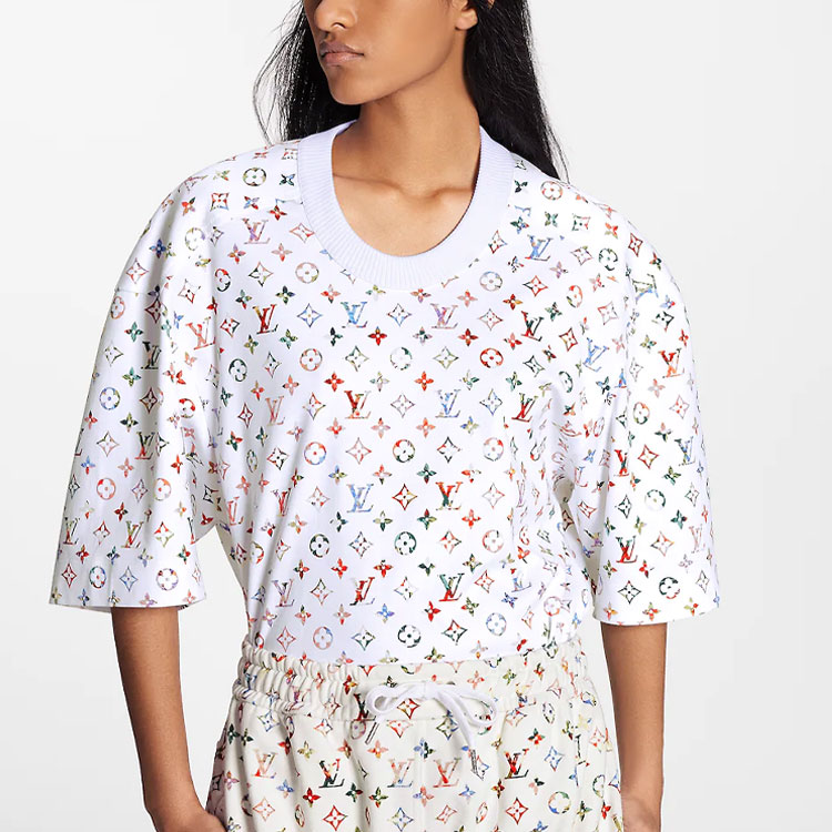 Purchase (W) 路易威登 FW22 白色logo针织松宽版七分袖毛衣 1AAMFQ