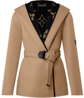 (Women) Louis Vuitton FW22 Logo Print Belted Collar Coat Brown Outerwear 1AAGCX (Women) Louis Vuitton FW22 Logo Print Belted Collar Coat Brown Outerwear 1AAGCX