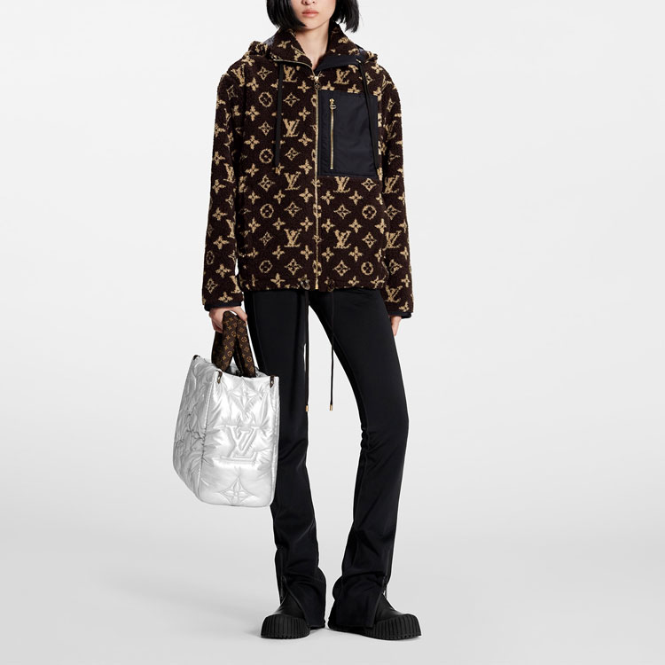 (Women) LOUIS VUITTON FW22 Logo Print Cropped Hooded Jacket Women’s Brown. 1AAKAV 圖 3