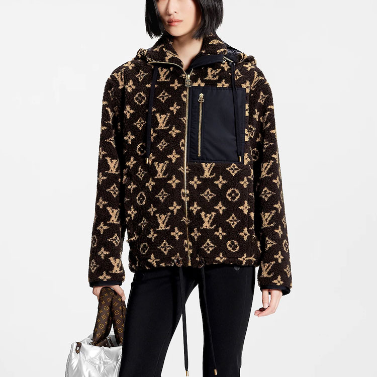 (Women) LOUIS VUITTON FW22 Logo Print Cropped Hooded Jacket Women’s Brown. 1AAKAV 圖 5