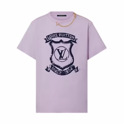 (Women) LOUIS VUITTON FW22 Logo Print Pink Short Sleeve T-Shirt. 1AAAZL